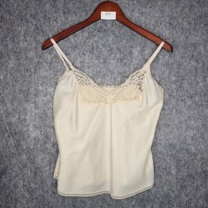Vtg Wonder Maid Non Cling Ivory Lace Trim Cami Slip Tank Top Women Size 36 Read